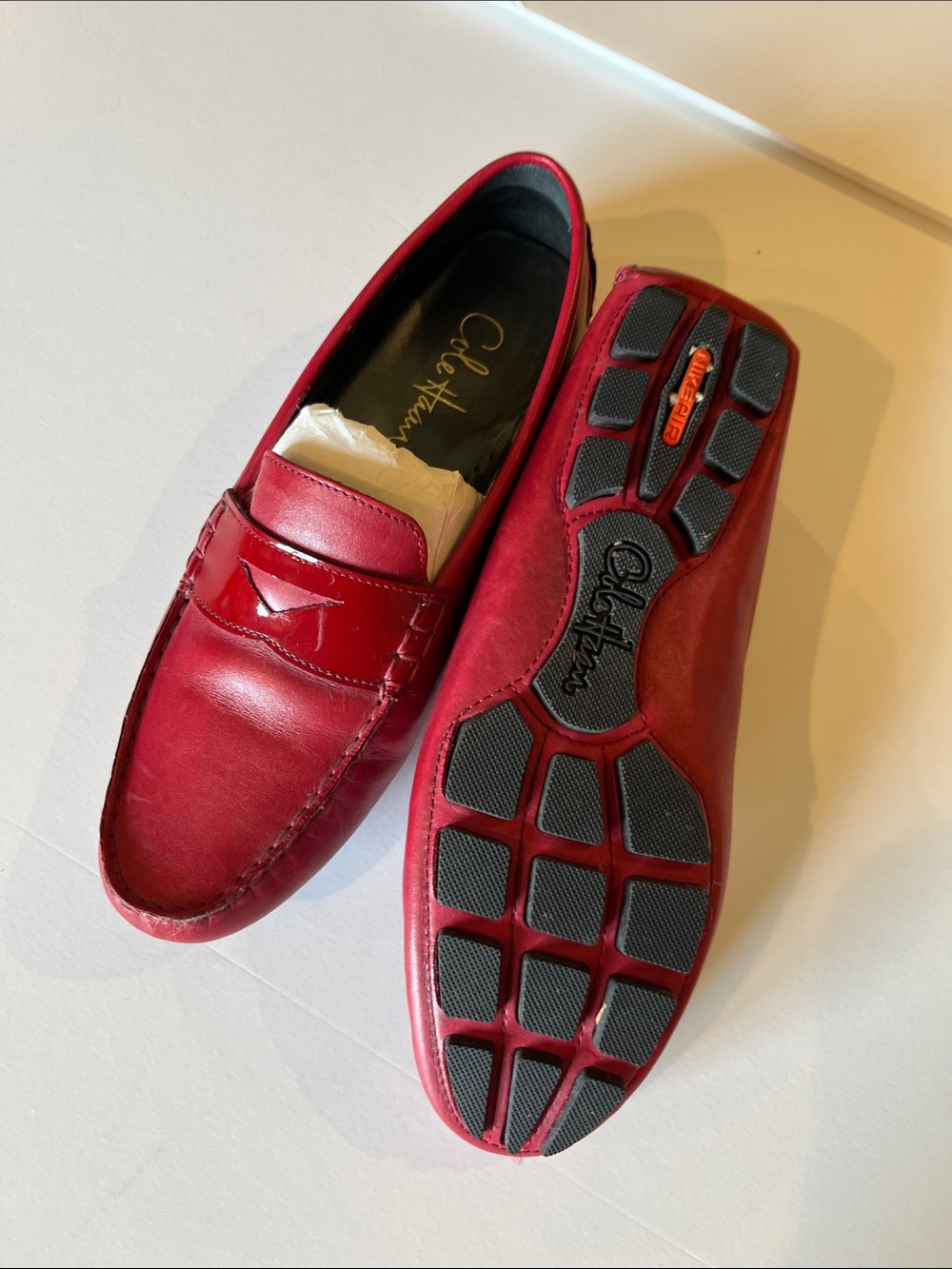 Cole Haan Women’s Red Leather Driving Loafers 7 1/2